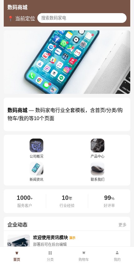 数码家电 · 企业官网 模板预览