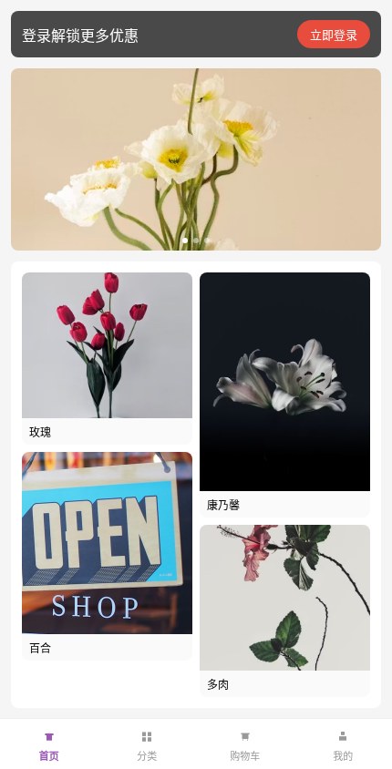 鲜花绿植 · 视觉瀑布 模板预览