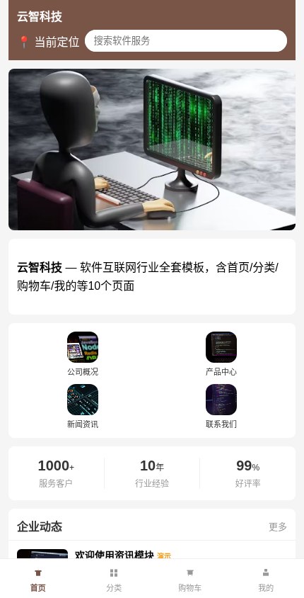 软件互联网 · 企业官网 模板预览